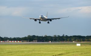 The first flight comes into land