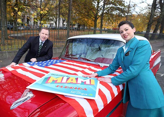 Aer Lingus Chief Executive Officer Stephen Kavanagh and Aer Lingus cabin crew member Lorna Kavanagh. Credit: Jason Clarke