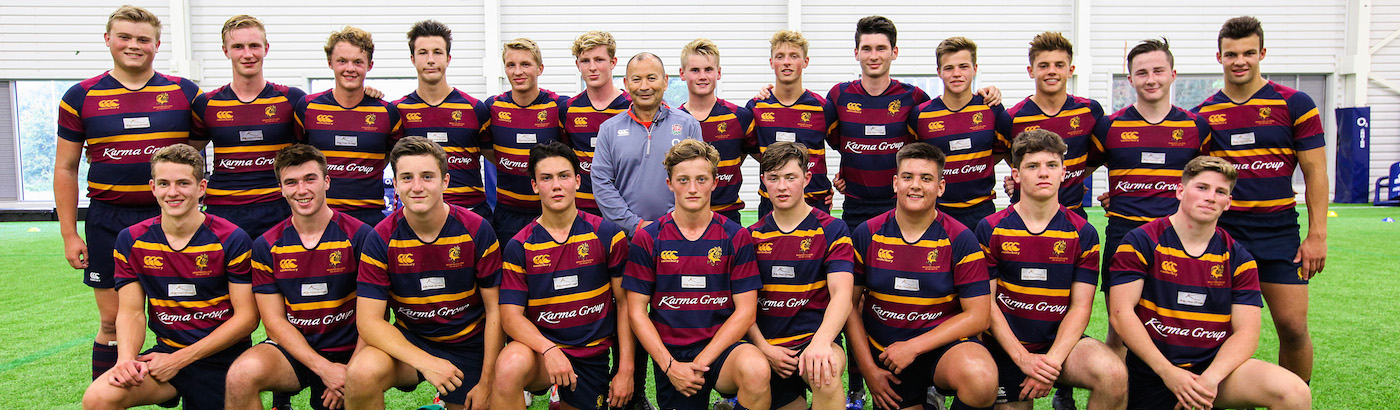 The Brighton team with England team coach Eddie Jones