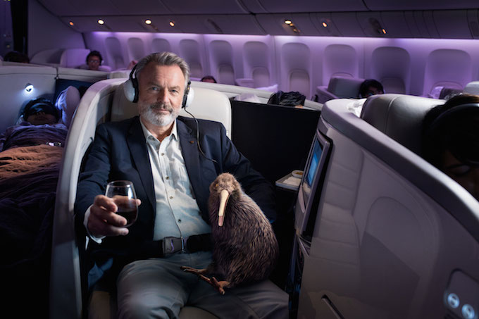 Sam Neill with Pete the kiwi